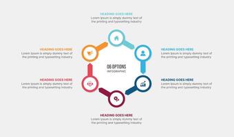 Circle Infographic Design With 6 Steps Process Workflow Diagram vector