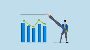 KPI, 4k animation of businessman draw expectation line on KPI graph. video
