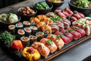 Exquisite Sushi Platter with Diverse Rolls and Nigiri photo