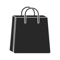 imple Black and White Shopping Bag Icon in a Minimalist Style vector