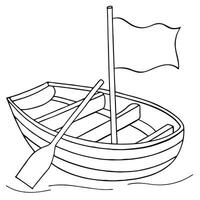 Simple Line Drawing of a Small Rowboat Black and White Sketch vector