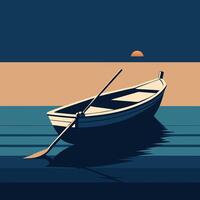 Black and White Rowboat Sketch Minimalist Nautical Design vector