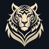 Aggressive Tribal Tiger Fierce and Bold Tattoo Outline vector