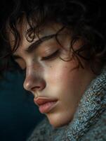Peaceful Moment Captured in Thoughtful Portrait photo