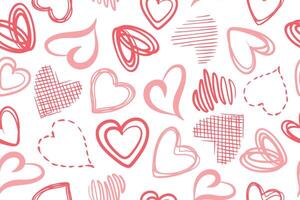 Seamless pattern of hearts of different shapes. Modern abstract background with beautiful hearts. illustration vector