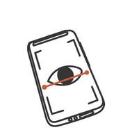 an illustration of a phone with an eye scan on it vector