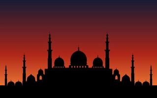 Islamic background. mosque at sunset. vector
