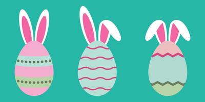 Easter Eggs With Cute Bunny Ears vector