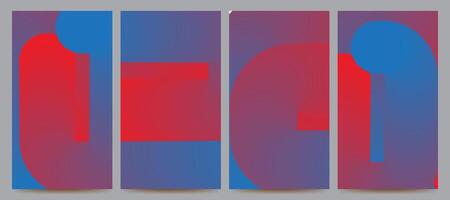 blue red abstract gradient background set for banner, poster, brochure, flyer, template, design, etc vector