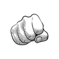 Retro Style Fist Punch Line Art Design vector