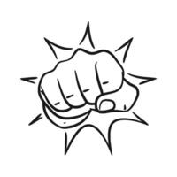 Dynamic Fist Punch Line Art Drawing vector