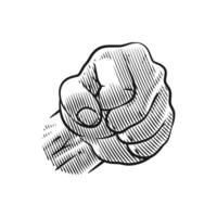 Bold Clenched Fist Engraving Line Drawing vector