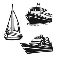 Ship Outline and Solid Icons Collection vector