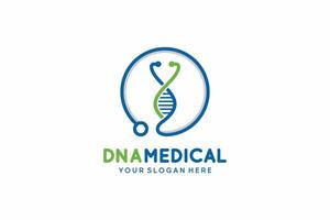 illustration of dna logo design with a combination of stethoscope icons in a circle vector