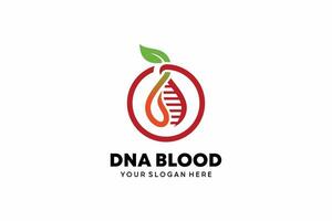 DNA logo design with a combination of blood drop icons in a circle symbol vector