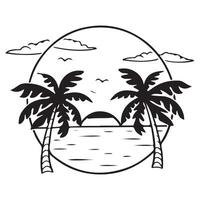 Summer palm trees on the beach vector