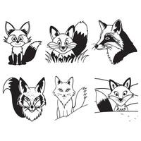 Set of funny cartoon Fox vector