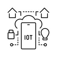 ai-powered iot black line icon. vector