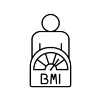body mass index bmi black line icon. isolated element vector