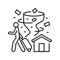 Forced migration black line icon. vector