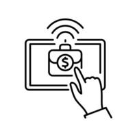 Digital transformation black line icon. vector