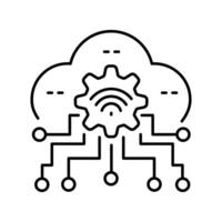Cloud computing black line icon. vector
