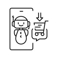 ai in e-commerce black line icon. vector