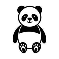 Kawaii Panda Illustration, Cute Black and White Panda, Art. Minimalist Panda Illustration, Cute Black and White Panda Drawing, Fun Art vector