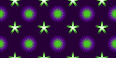 Aura gradient seamless pattern with purple and green flowers on dark background. Blurry effect, y2k design illustration for textile, wrapping paper, fabric, wallpaper, cover. vector