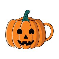 Simple illustration of a halloween pumpkin in the shape of a mug vector