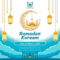 Ramadan kareem post design with calligraphy vector