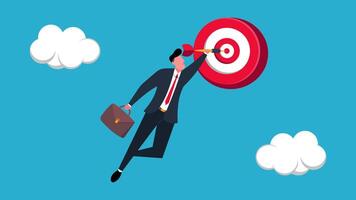 Illustration of a Businessman Character Achieving an Achieved Target vector