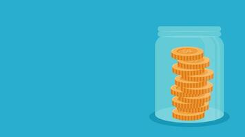 Illustration of Business Profit, Business Profit, Business Investment and Saving. Concept of Money in a Jar with Blue Background Copy Space vector