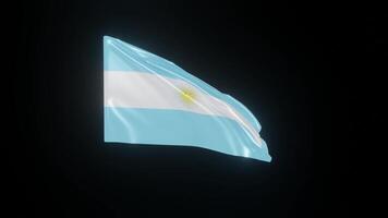 Argentina Flag. 4K 3D Realistic Waving Flag with background black Perfect Loop video