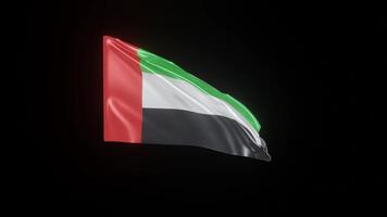 Arab Emirates Flag. 4K 3D Realistic Waving Flag with background black Perfect Loop video