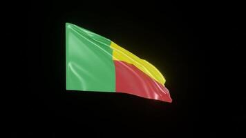 Benin Flag. 4K 3D Realistic Waving Flag with background black Perfect Loop video