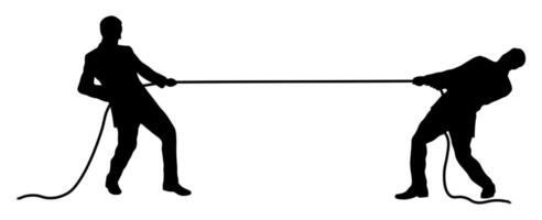 Silhouette of two men in suits pulling a tug vector