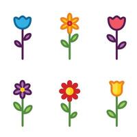 A set of flowers with different shapes and various colors vector