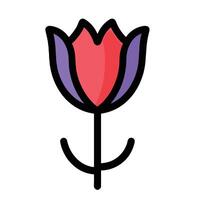 A tulip flower is shown in a flat style vector