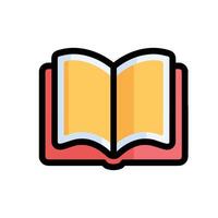 An open book icon with a red cover and yellow book contents vector