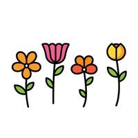 A set of flowers with unique shapes and colors, cute and attractive vector