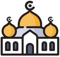 Illustration of a Mosque Icon in the Month of Ramadan The Warm Glow of Iftar and Taraweeh vector