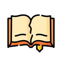 An open book with a yellow line on it vector
