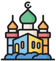 Illustration of a Mosque Icon in the Month of Ramadan Where Art and Faith Intertwine vector