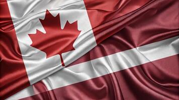 Flags Of Canada And Latvia Merged In Symbolic Unity And Representation photo