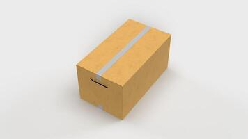 closed paper box with ribbon on white backdrop, top view photo