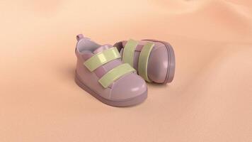 pink baby slipper on pink backdrop, top view photo