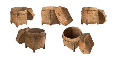 5 handmade rustic woven bamboo baskets photo
