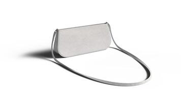 white mini bag with handle on white backdrop, front view photo