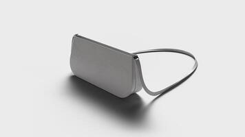 white mini bag with handle on white backdrop, back view photo